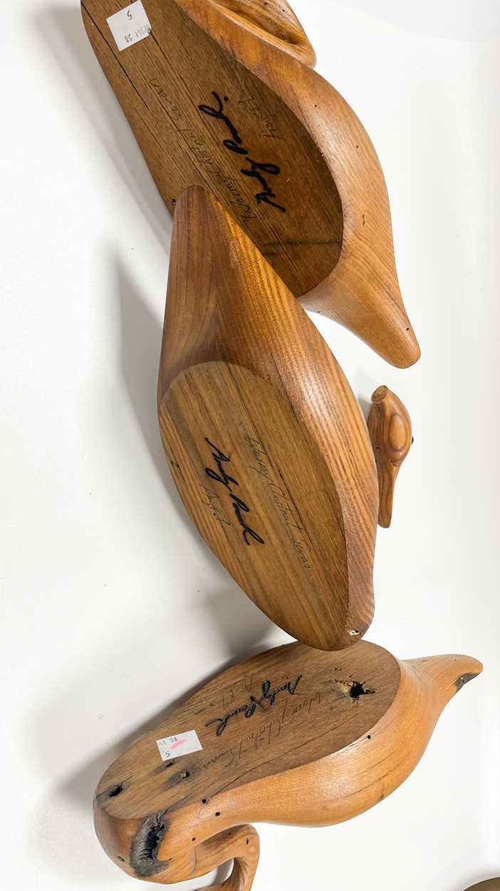 § Andy Pouch (Contemporary), four carved 'wormy chestnut' model swans, - Image 9 of 16