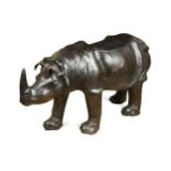 A large scale leather covered rhino,