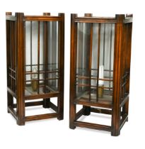 A pair of Arts & Crafts style box lamps in the manner of Greene & Greene,