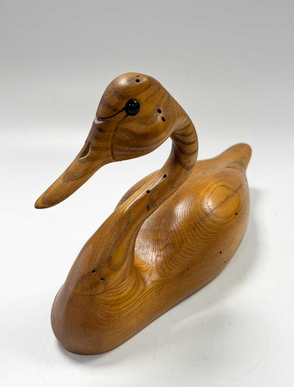 § Andy Pouch (Contemporary), four carved 'wormy chestnut' model swans, - Image 14 of 16