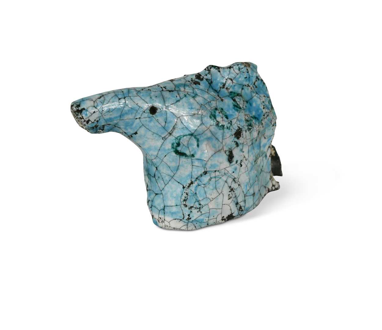 § Eric James Mellon (1925-2014), a rare raku glazed pottery model of a horse's head, 1983,