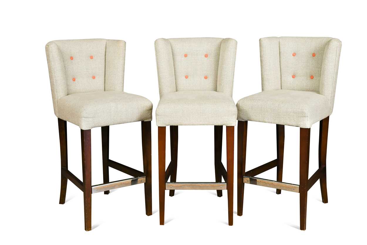 Ralph Lauren Home, a set of three bar stools,