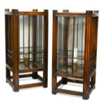 A pair of Arts & Crafts style box lamps in the manner of Greene & Greene,