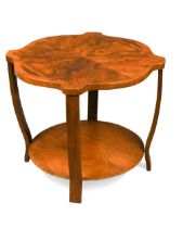 An Art deco period burr walnut coffee table, circa 1930,