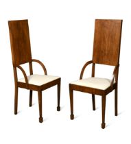 A pair of Austrian Art Nouveau high-back side chairs,