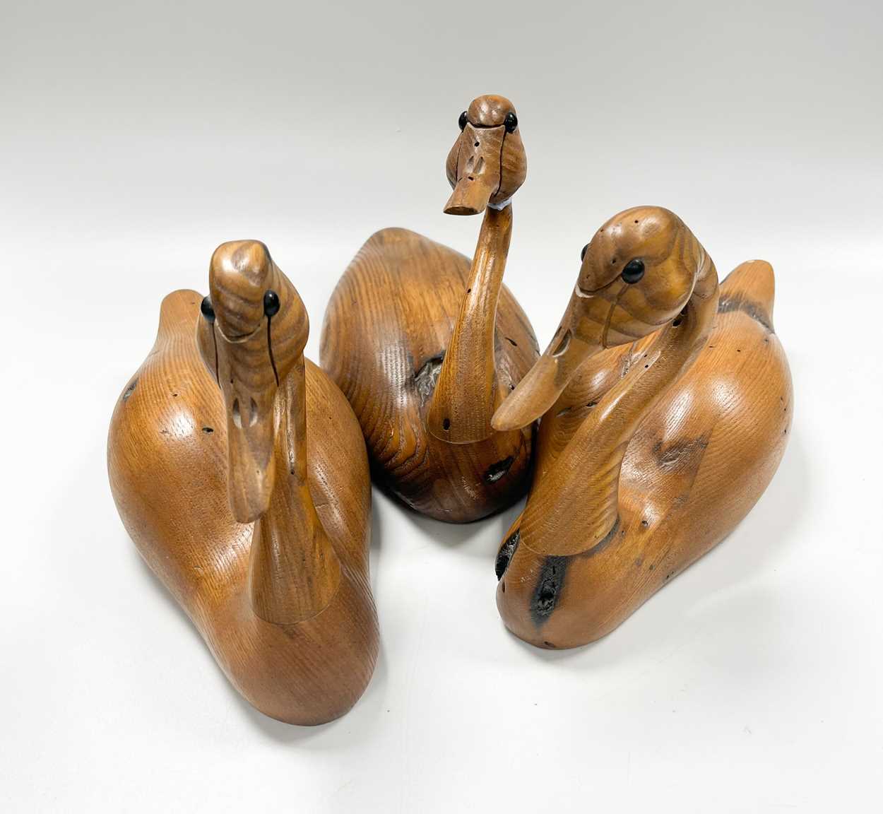 § Andy Pouch (Contemporary), four carved 'wormy chestnut' model swans, - Image 10 of 16