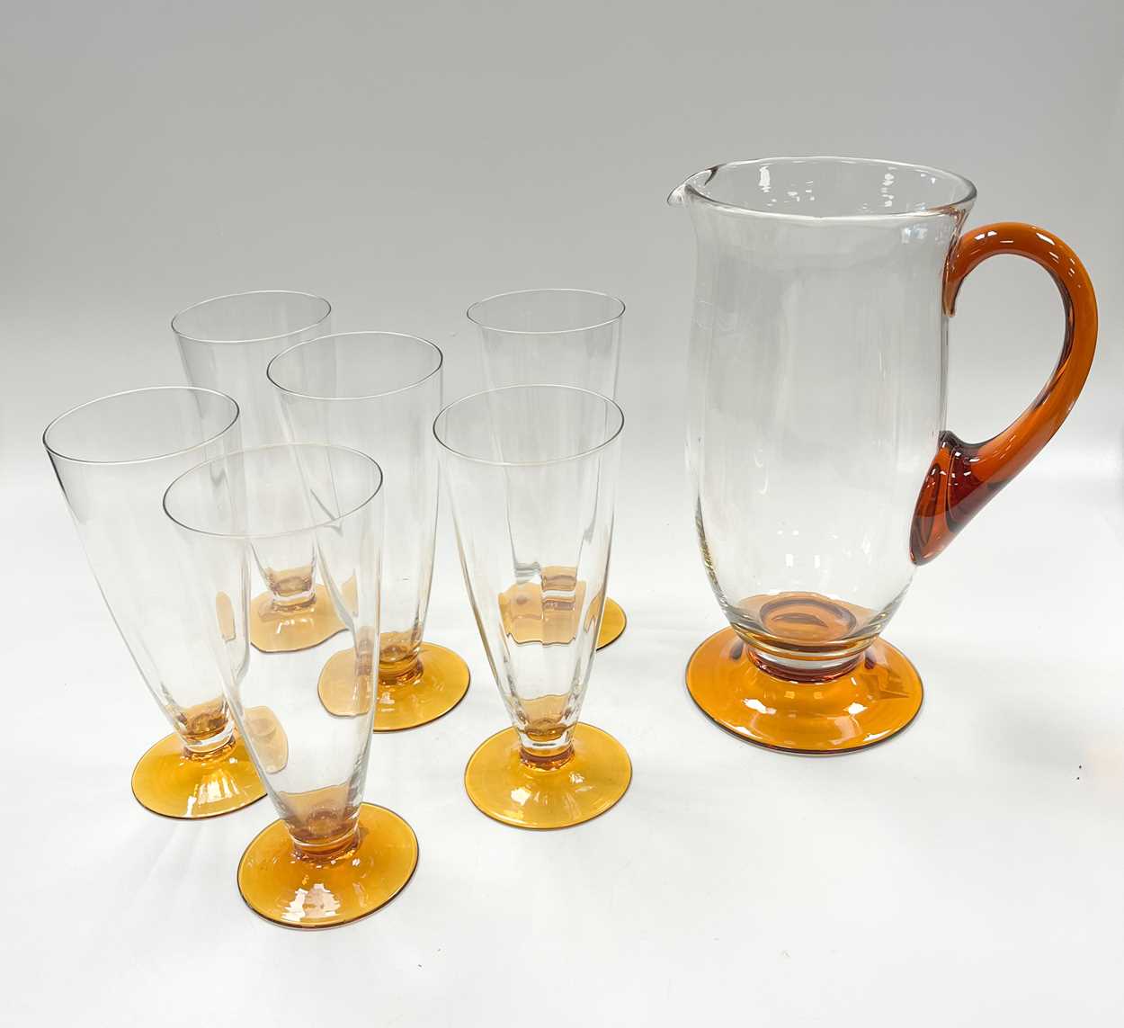 A clear and amber glass lemonade set, possibly Whitefriars, - Image 2 of 7