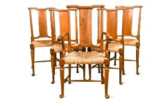 A harlequin set of seven Morris & Co. Hampton Court chairs,