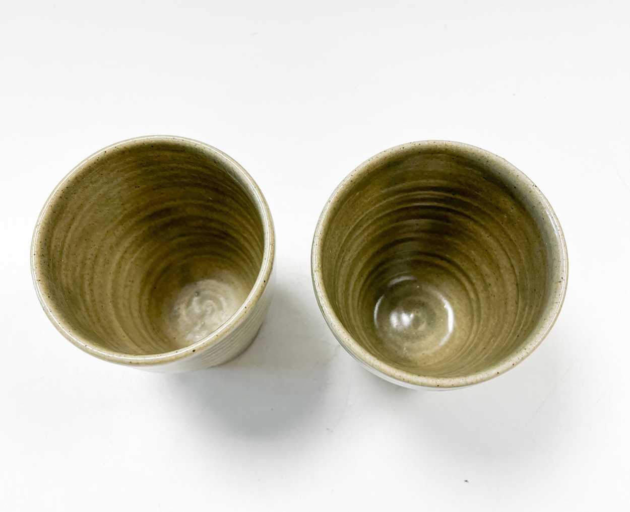 § David Leach OBE (1911-2005), a pair of celadon glazed stoneware tumbler cups, - Image 3 of 5