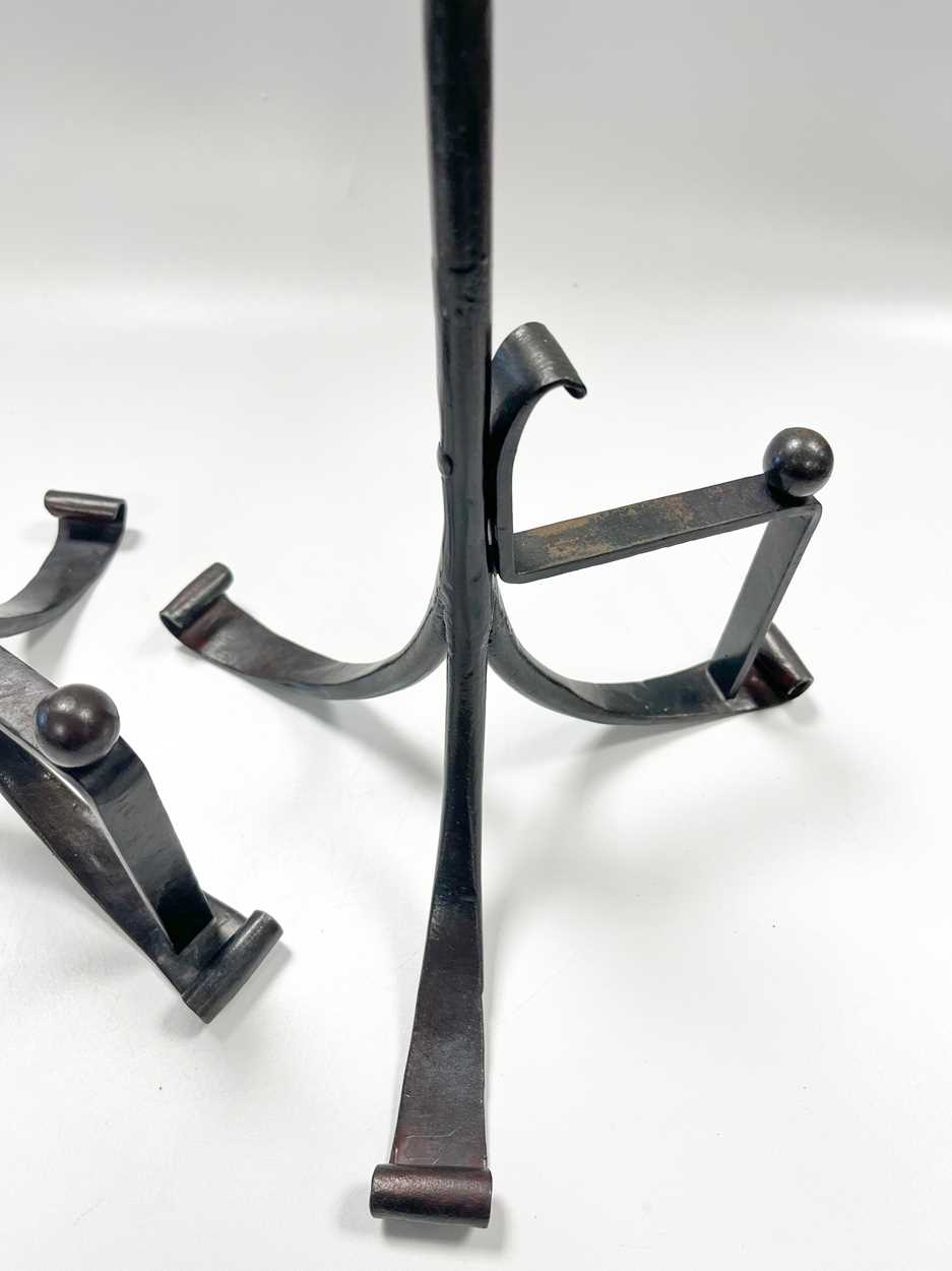 A pair of Scottish School wrought iron andirons, - Image 6 of 7