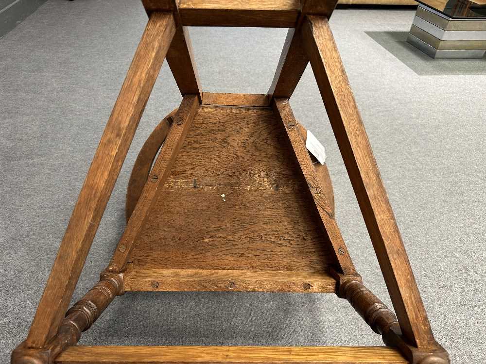 Attributed to William Bartlett for Liberty & Co., an oak Shakespeare Chair, - Image 2 of 7