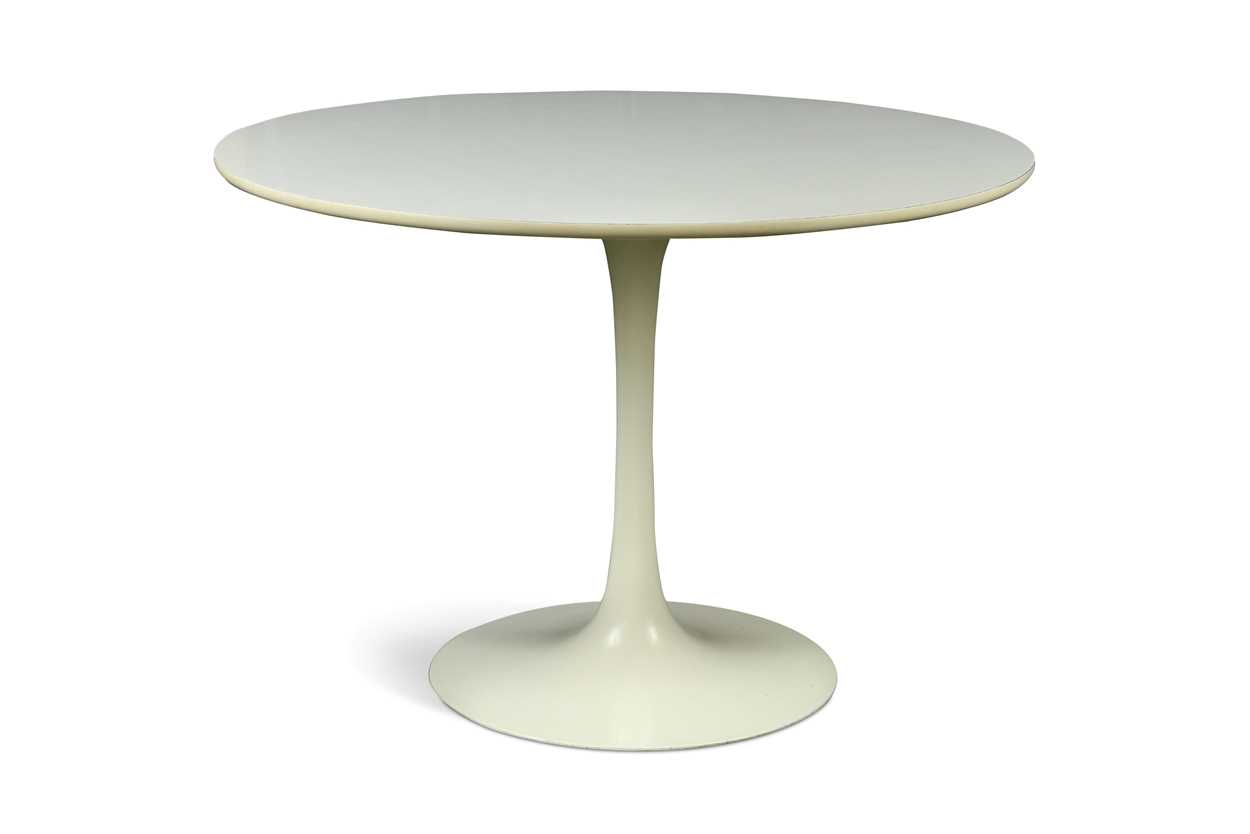 Maurice Burke for Arkana, a white lacquer tulip table,