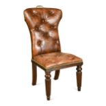 Ralph Lauren Home, a single brown leather button-upholstered side chair,