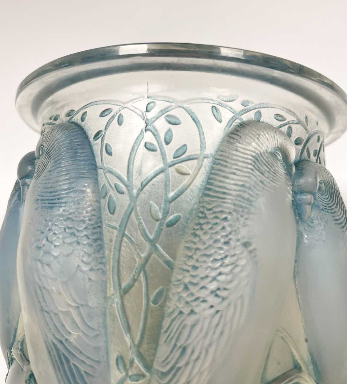 Ceylan, an R. Lalique opalescent glass vase, designed 1924, - Bild 4 aus 11