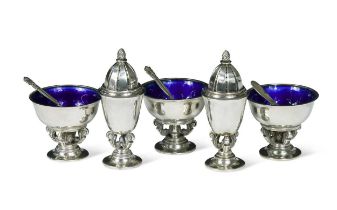 Johan Rode for Georg Jensen, an 'Acorn' pattern cruet set, design no.741,