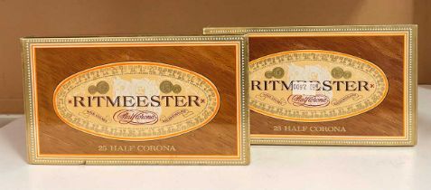 Two boxes of 25 Ritmeester (Holland) half corona cigars,