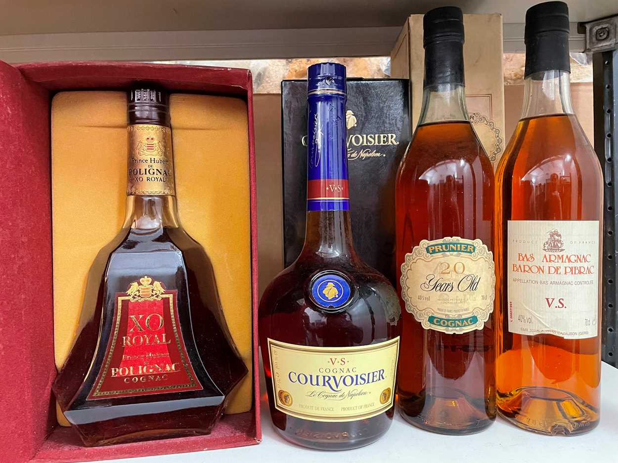 Cognac and Armagnac, 4 bottles, 70cl, 40%.