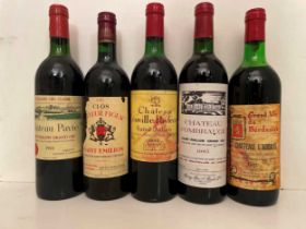 Bordeaux red wines, 5 bottles.