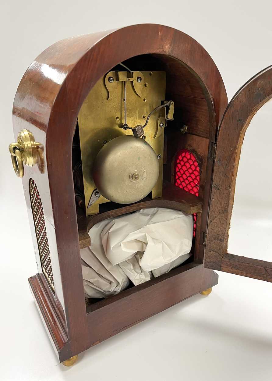 A mahogany dome top mantel clock, 19th century, - Image 8 of 12