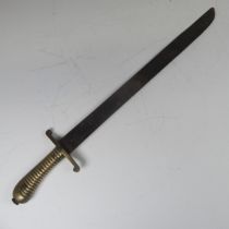 A German possibly 1845 pattern Short Sword, ribbed brass hilt with 'S' cross guard, stamped with the