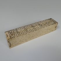 Early 19th century French Prisoner of War carved bone Games Box, with geometric and fan