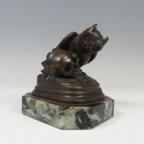 Jean-Baptiste Clesinger (French 1814-1883) - Rien, bronze desk-weight, in the form of an Owl perched