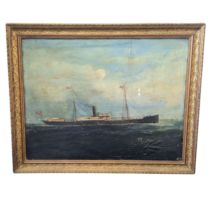 19th century School, Portrait of a steam and sail ship, oil on canvas, unsigned, 60cm x 79cm,