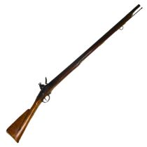 A Brown Bess flintlock trade Musket, 55" overall, barrel 39", lock plate stamped with crowned "GR"