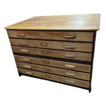 A mid 20thC beech plan Chest, comprising of two sections, W 121 cm x H 86 cm x D 85 cm.