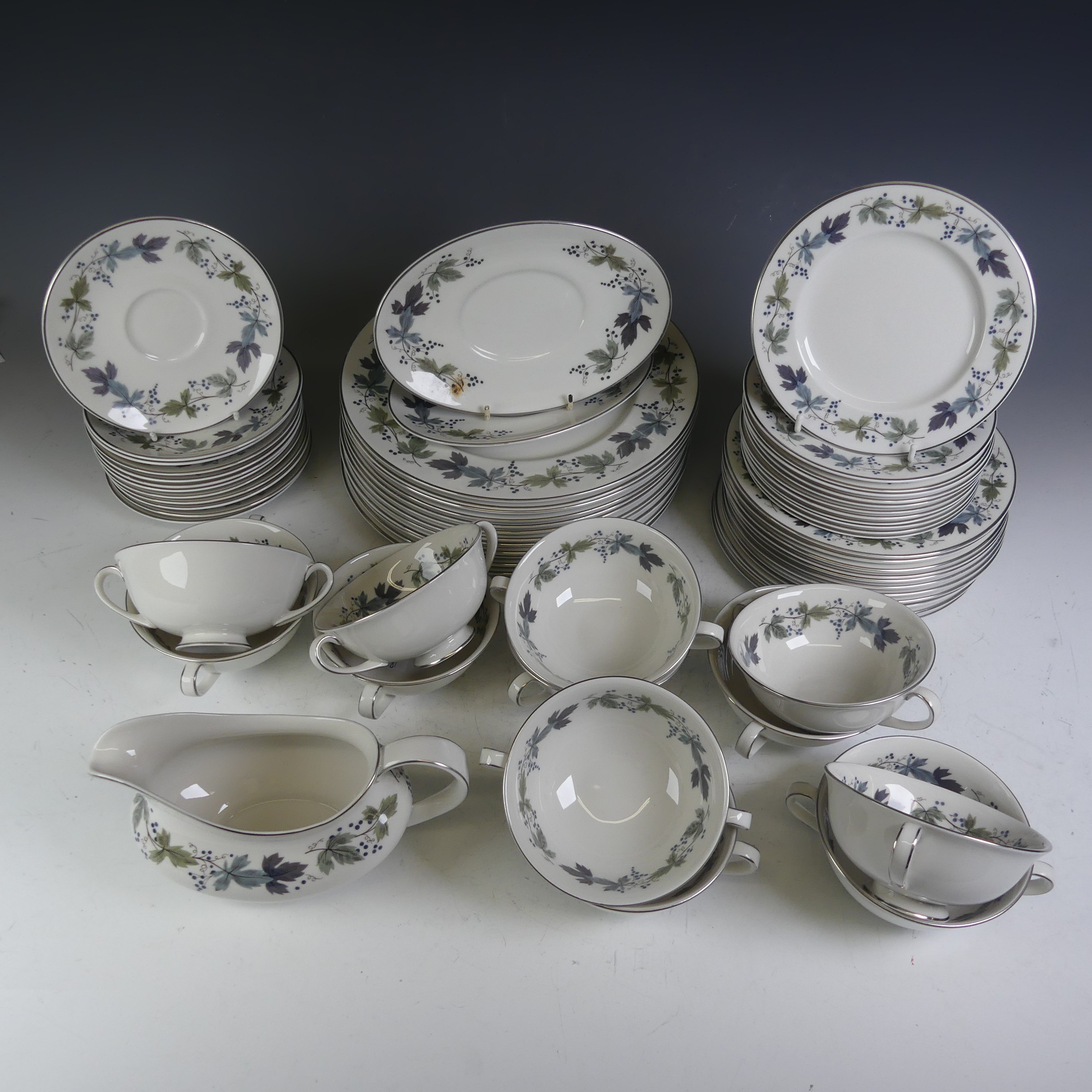 A Royal Doulton 'Burgundy' pattern part Dinner Service, comprising Dinner Plates, Tureens, etc. (a - Image 4 of 4