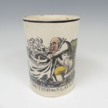 An early 19thC pearlware Mug, with transfer print of satirical print after James Gillray entitled '