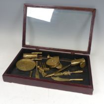 A Quantity of WW1 & WW2 Trench Art in Display Case, such as ; four Letter openers, Dish, Casings,