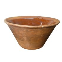 A large 19th century terracotta pottery Mixing Bowl, with glazed interior, D 45cm x H 22cm.