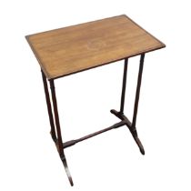 An Edwardian mahogany and inlaid side Table, raised on tapering legs, W 38 cm x H 70 cm x D 38 cm,