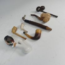 A collection of seven early 20th century Pipes, including Meerschaum etc. (a lot)