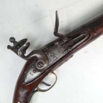 An early 19th century flintlock cavalry Pistol, 33.8 cm barrel marked with 'DP', lock with East