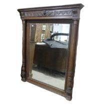 An early 20th century Neo-Classical style mahogany overmantle Mirror, of large proportions, ornate