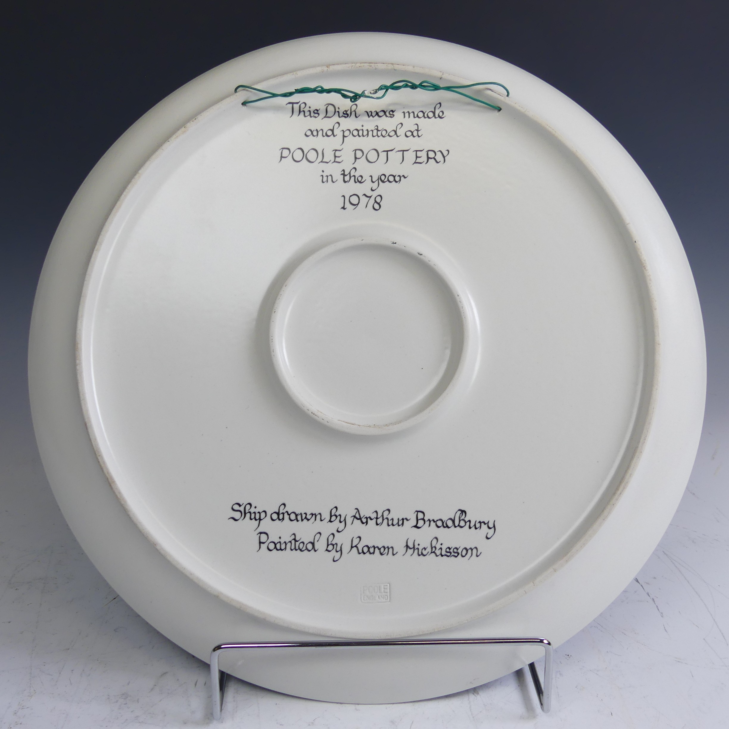 A Poole Pottery 'Sea Adventure' memorial Charger, designed by Arthur Bradbury and painted by Karen - Image 2 of 2