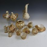 A small quantity of blush ivory Royal Worcester Wares, including Jugs, Teacups, Saucers, etc. 14