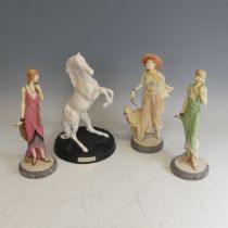 A Royal Doulton figure of 'Spirit of the Wind', in white glaze on black plinth base, together with