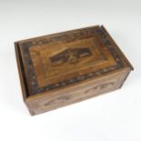 Early 19th century French Prisoner of War straw work box in the form of a book, with geometric