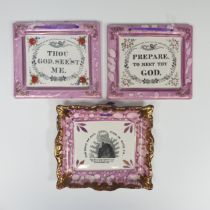 A pair of 19thC Sunderland lustre Wall Plaques, of rectangular form, one with inscription 'PREPARE