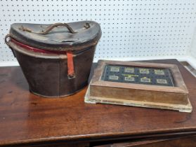 A vintage servants Bell / call Bell, together with a vintage leather cased top hat (2)