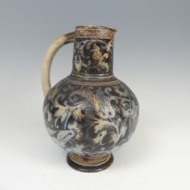 A Martin Brothers stoneware Jug, dated 1884, of bulbous body and cylindrical neck, decorated in