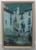Albert Moulton Foweraker RBA (1873-1942) Moonlit white houses, Granada, Spain, signed lower right,