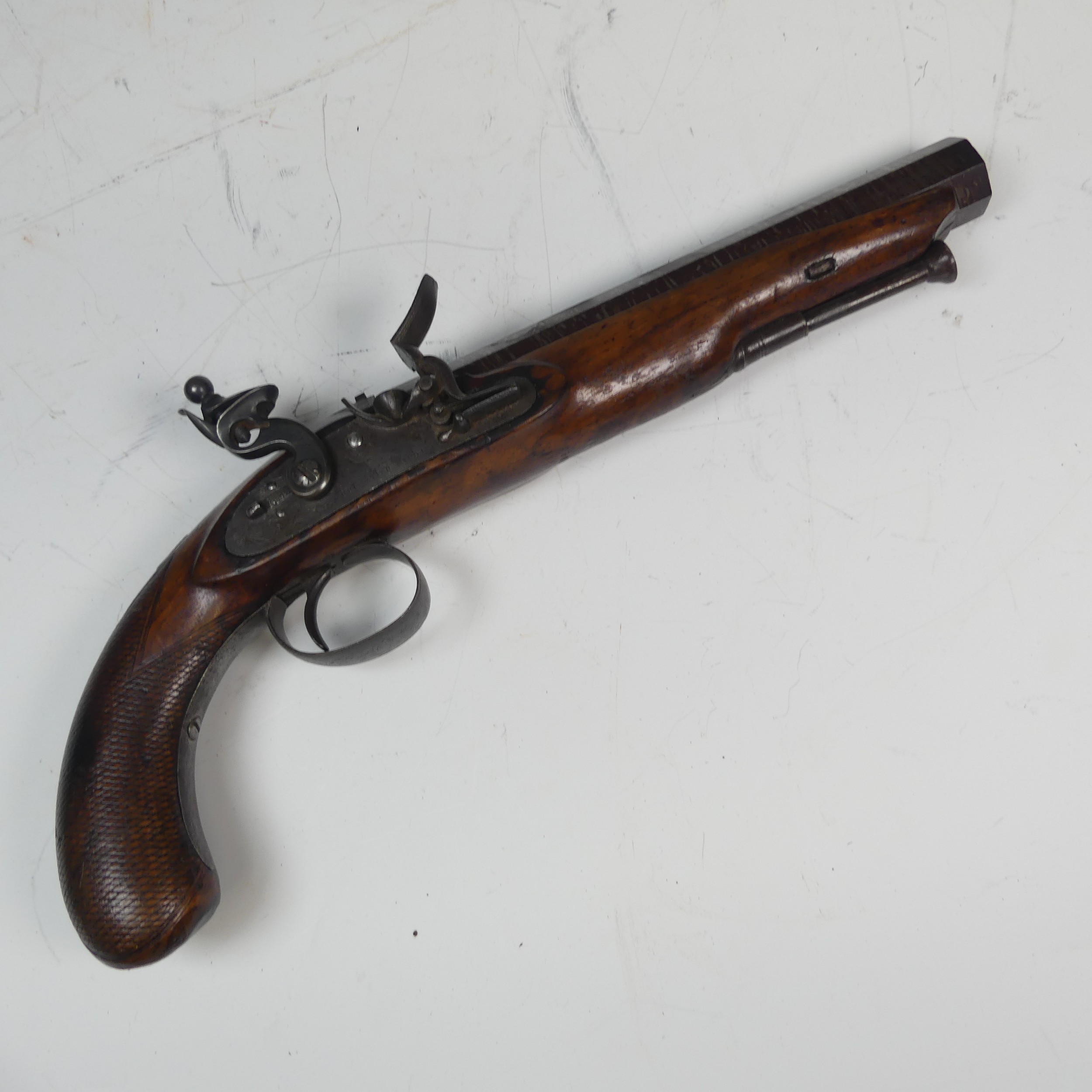 A Westley Richards flintlock Pistol, 8'' octagonal barrel inscribed "Westley Richards", with - Image 2 of 5