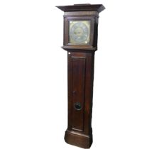 An 18th century oak 30hr single hand Longcase Clock, 10 inch brass dial, unsigned, with silvered