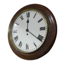 A mahogany cased G.P.O wall Clock, white painted dial, Arabic numbers, minute baton markers, dial