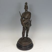 A pair of large 19th century French bronze Soldiers, one with marking to base 'St Jean', H 49 cm and