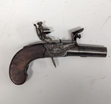 A small flintlock boxlock pocket Pistol by Twigg, engraved action signed 'Twigg, London', folding